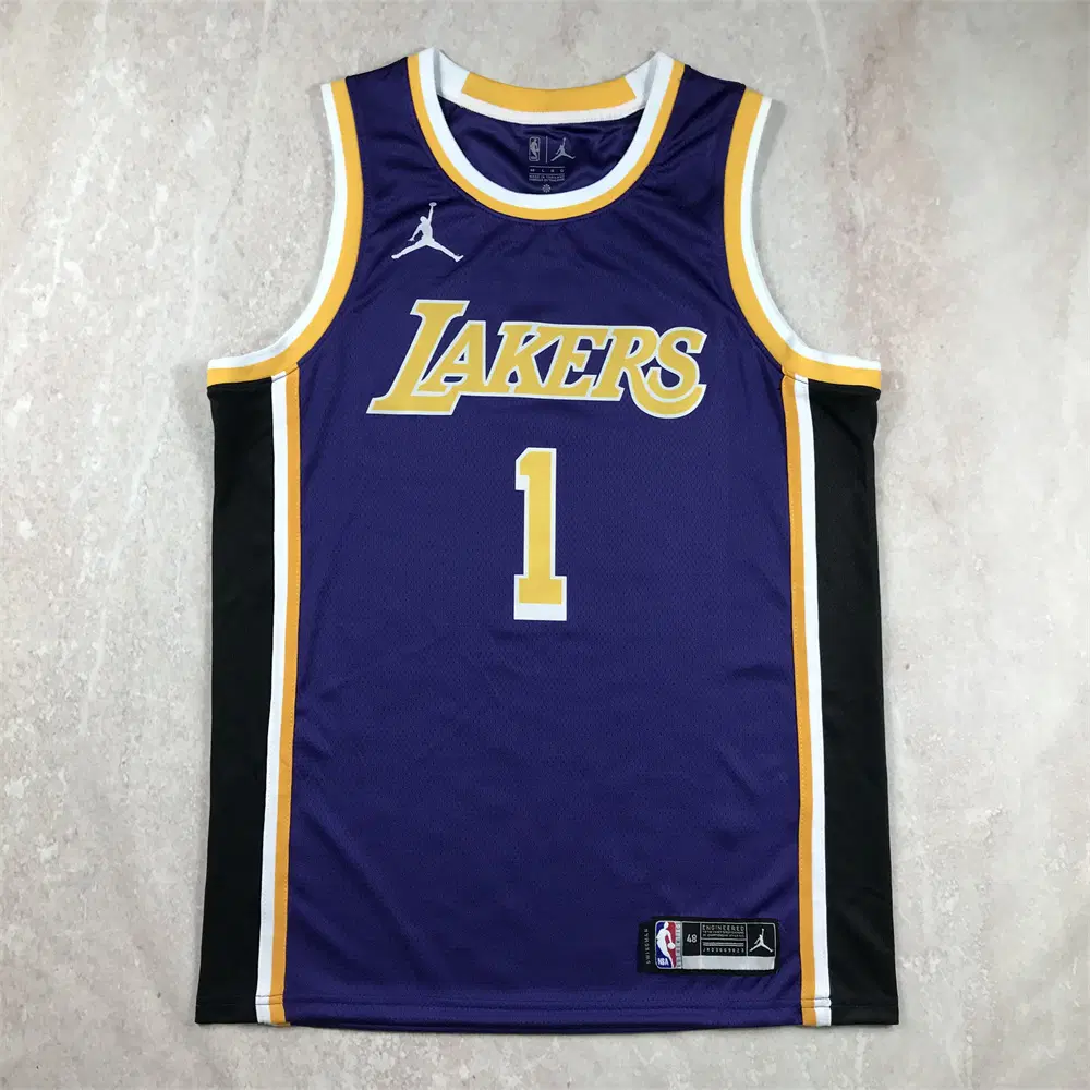 NBA 레이커스 러셀 1번 어소시에이션 에디션 보라색 농구 유니폼 남녀공용 저지