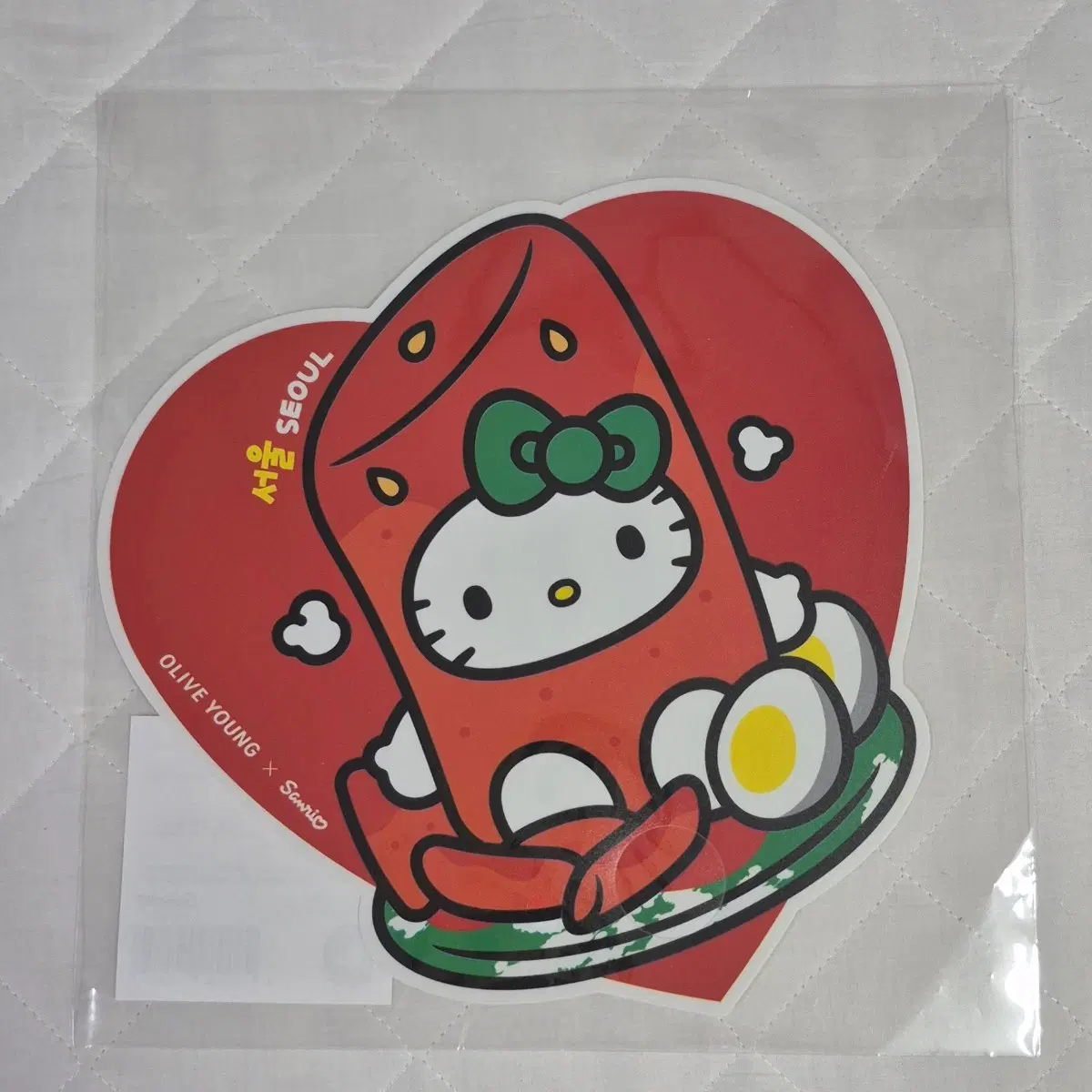 (미개봉)올리브영 산리오 헬로키티 부채 서울 떡볶이 헬로 키티