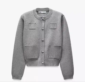익명 배송 ZARA 플레인 니트 자켓 패디드 숄더 가디건