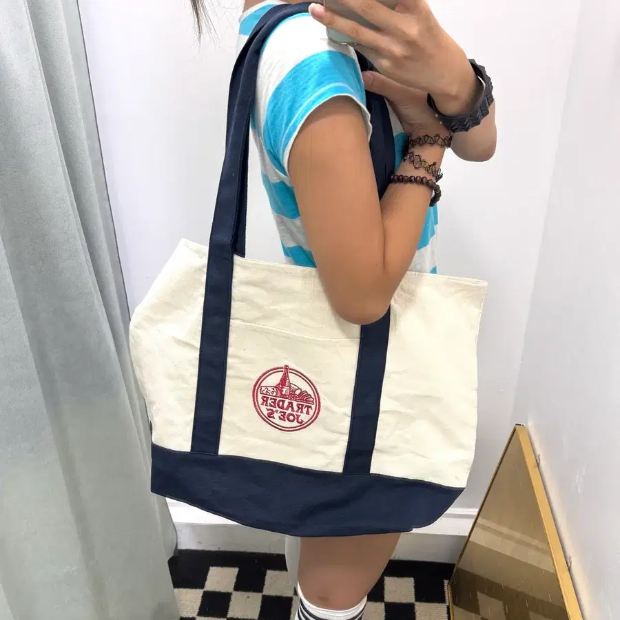 Trader joe아이보리 리유저블 토트백