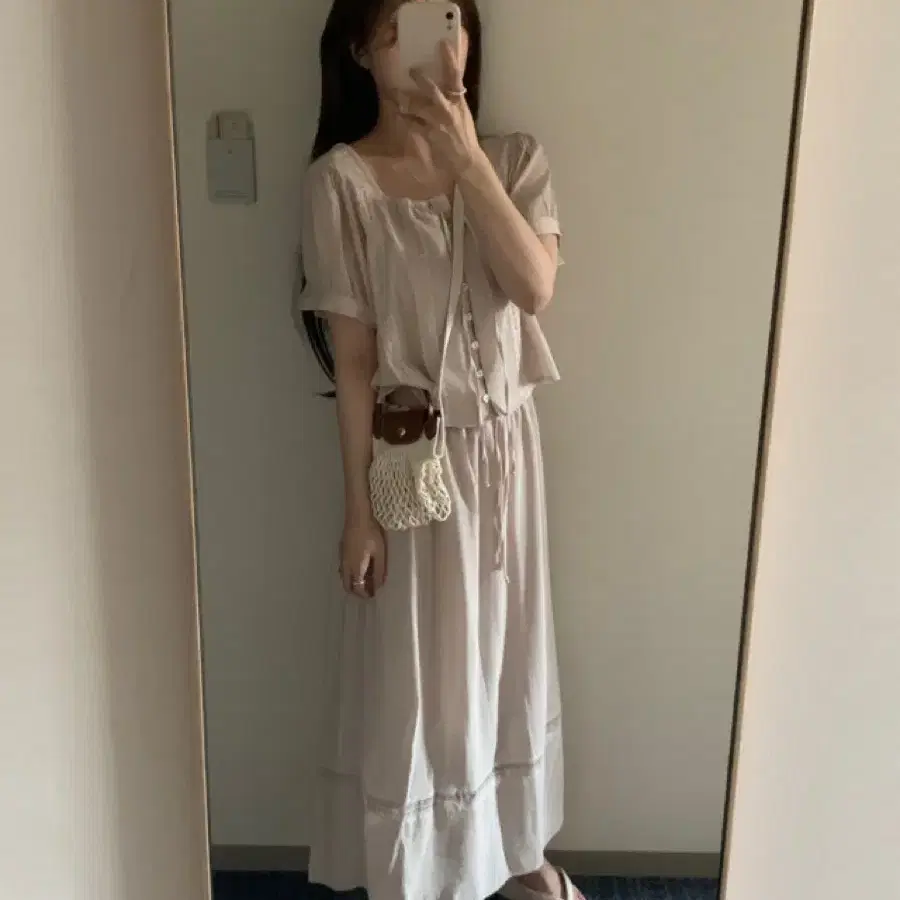 오이니 히사 블라우스 + 스커트 세트 hisa blouse skirt set 살구핑크