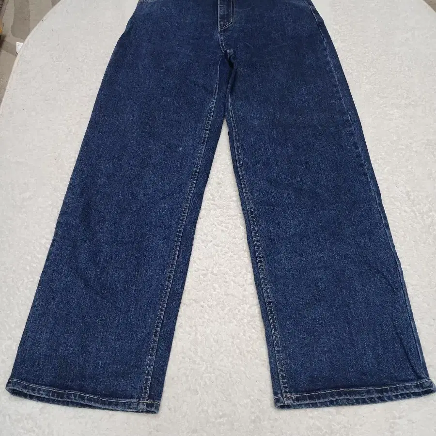 여성 진청 밴딩 와이드 데님 팬츠