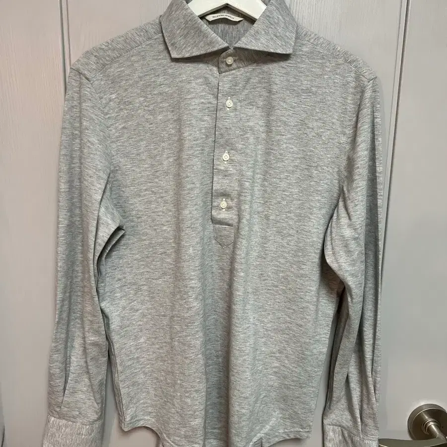 SUITSUPPLY GREY COTTON KNIT SHIRT