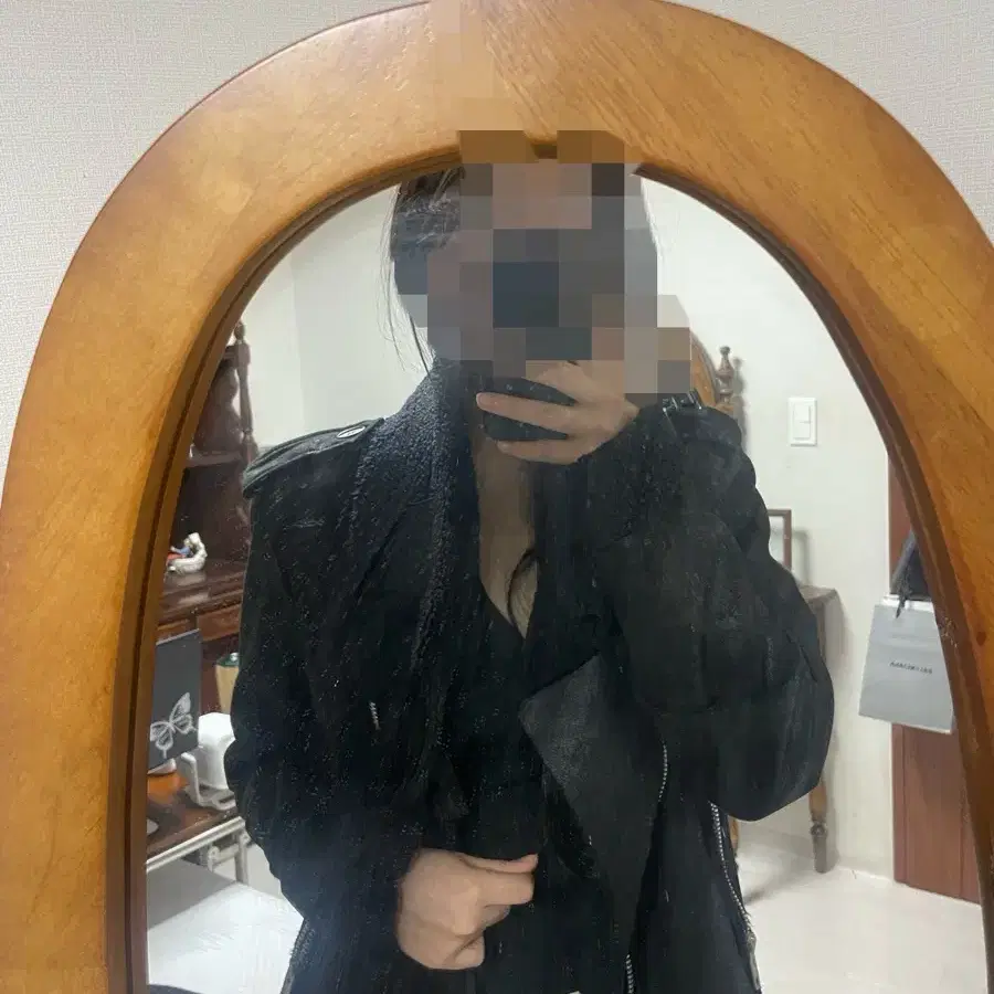 빈티지 양털 블랙무스탕