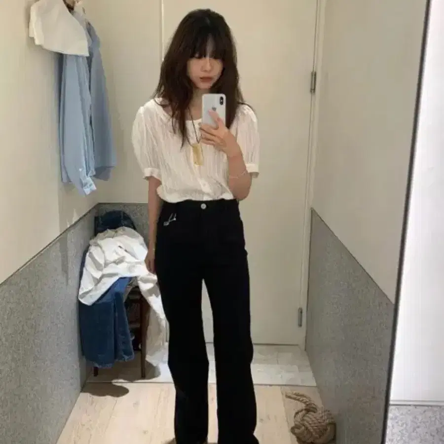 타낫 T/T 레이스 쉬폰 블라우스