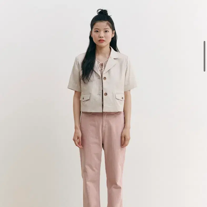 가니송 크롭 자켓 베이지