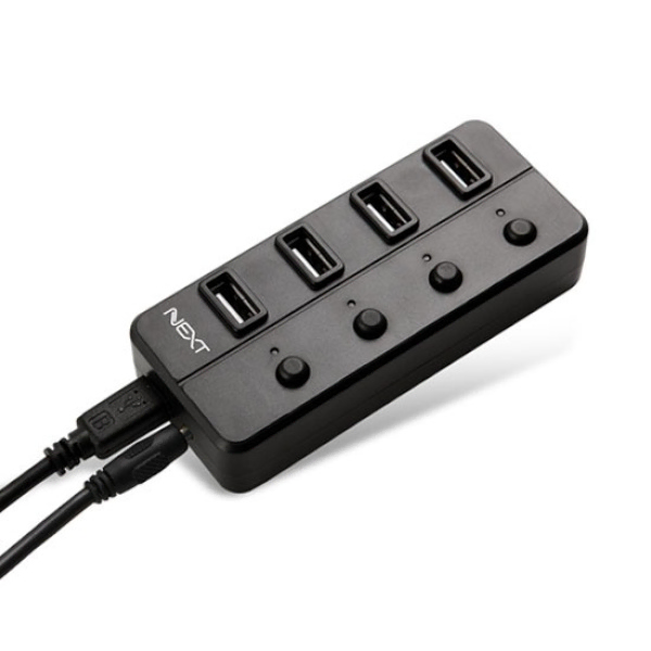 개별스위치 USB2.0 4포트 유무전원 허브 블랙