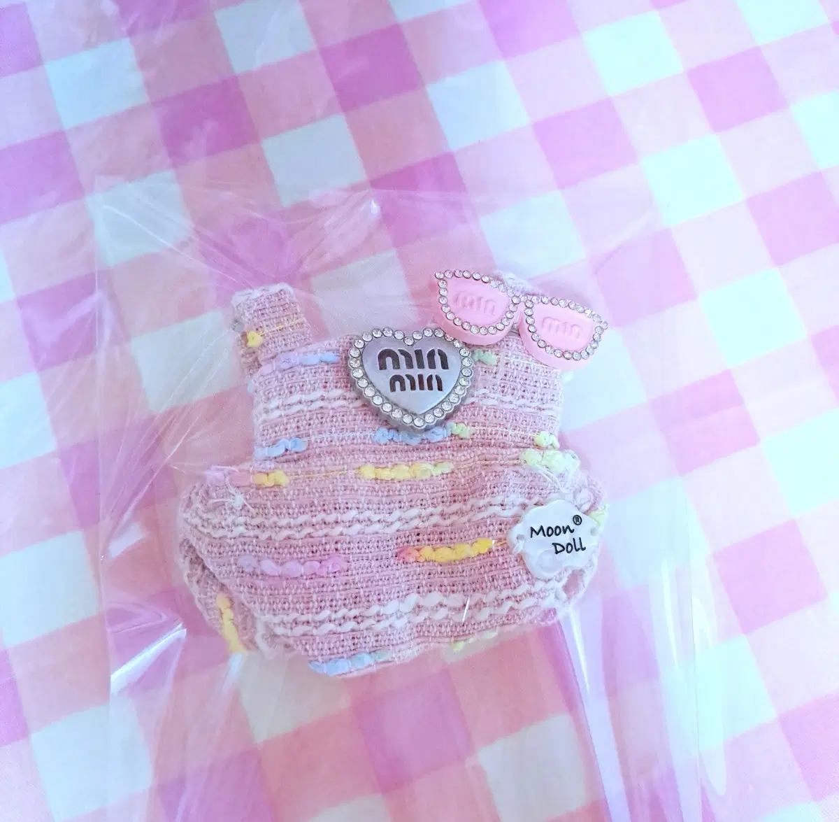 솜인형 15깅 옷장 핑크 키치한 핑크멜빵+선글라스 소품
