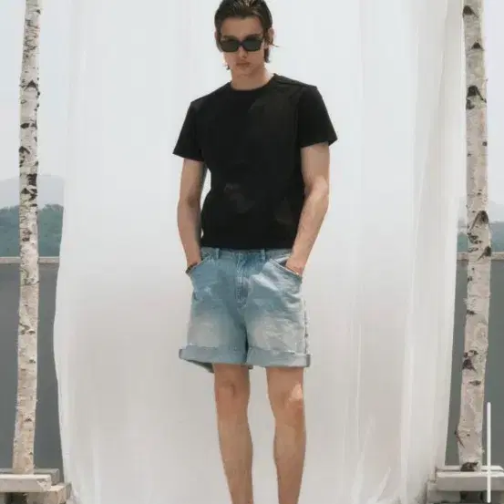 노이어 로우컷 하프 데님