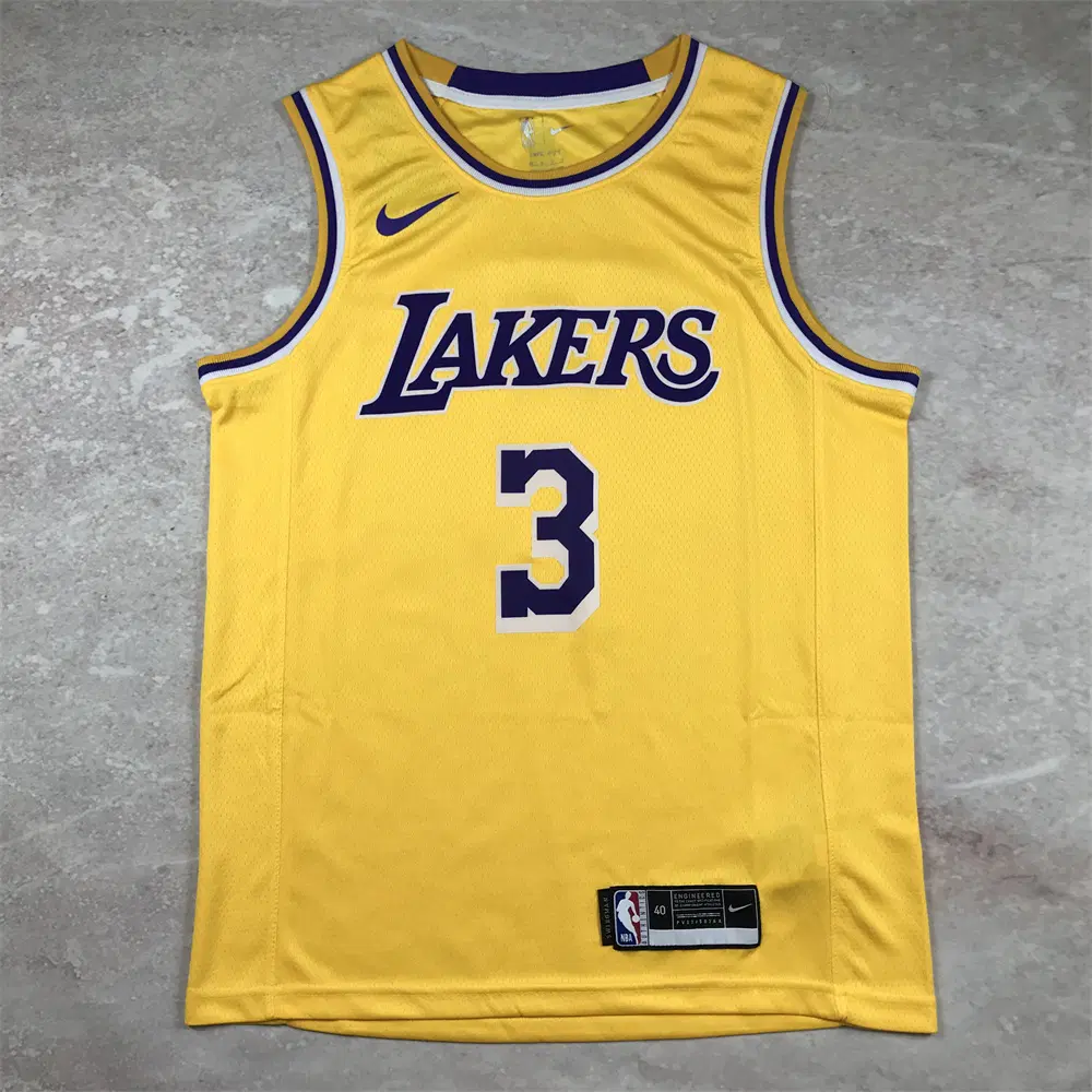 NBA 레이커스 데이비스 3번 골드 홈 에디션 농구 유니폼 남성 저지