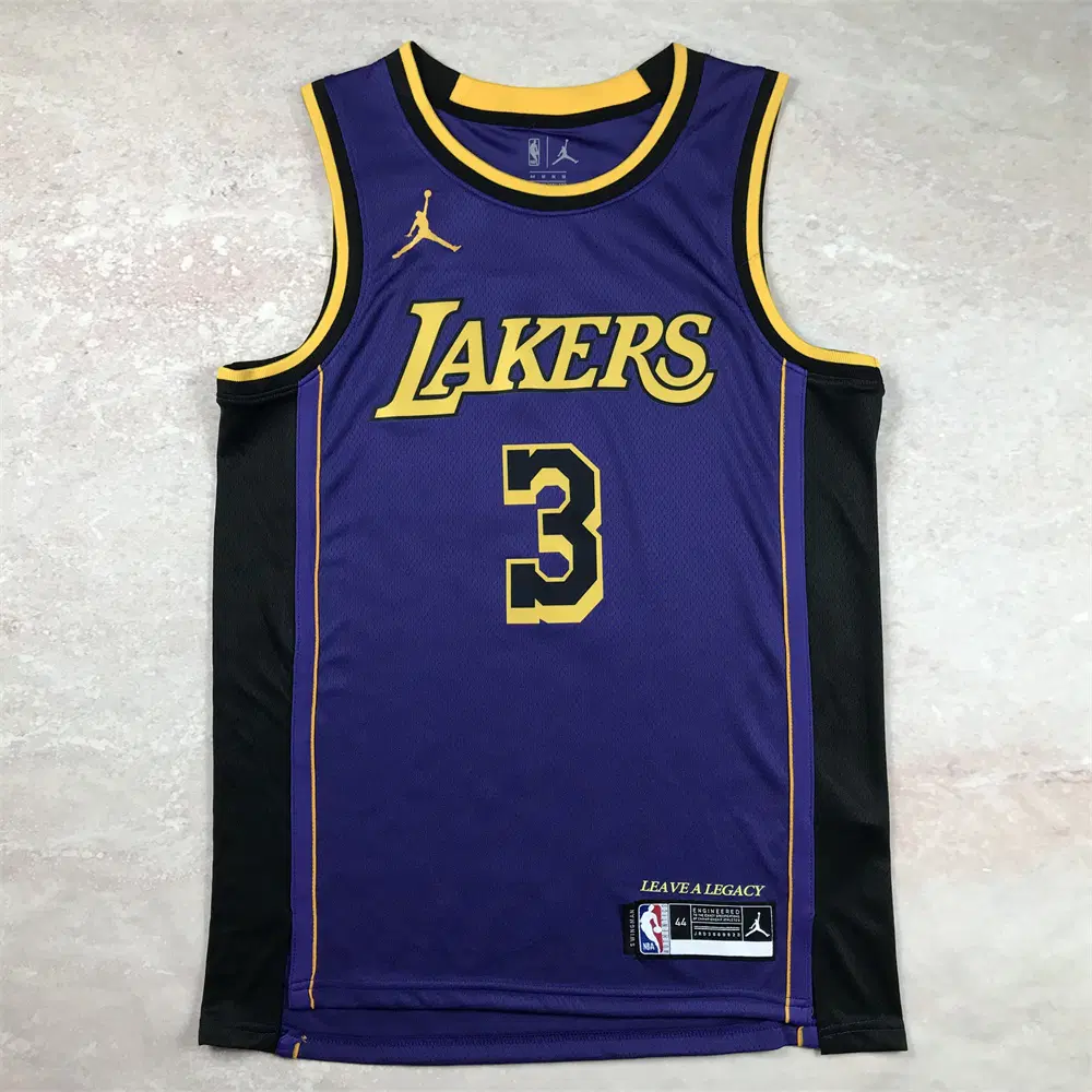 NBA 레이커스 데이비스 3번 어소시에이션 에디션 보라색 농구 유니폼 남녀공용 저지