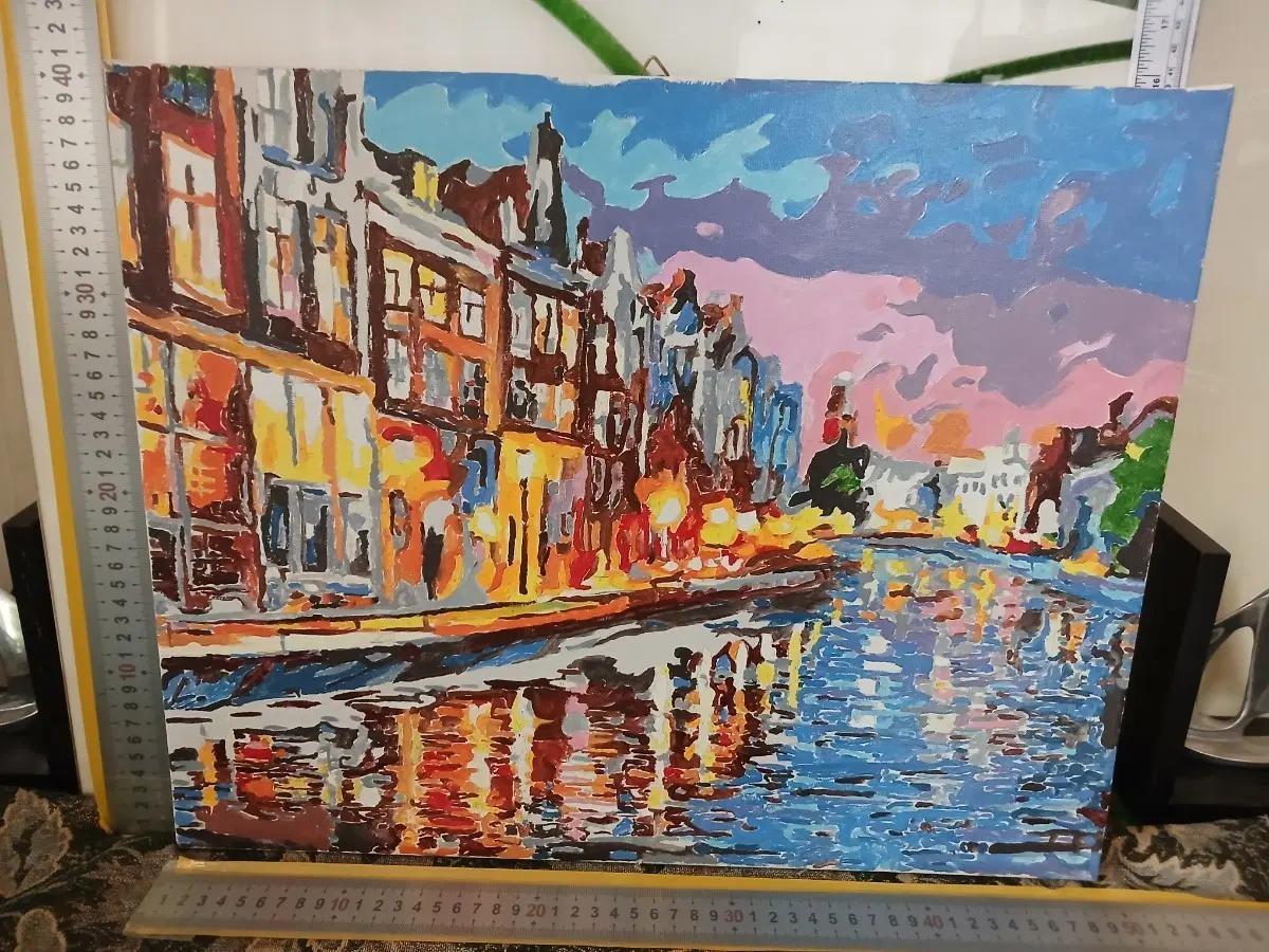 풍경 유화 그림 야경 수채화 스타일