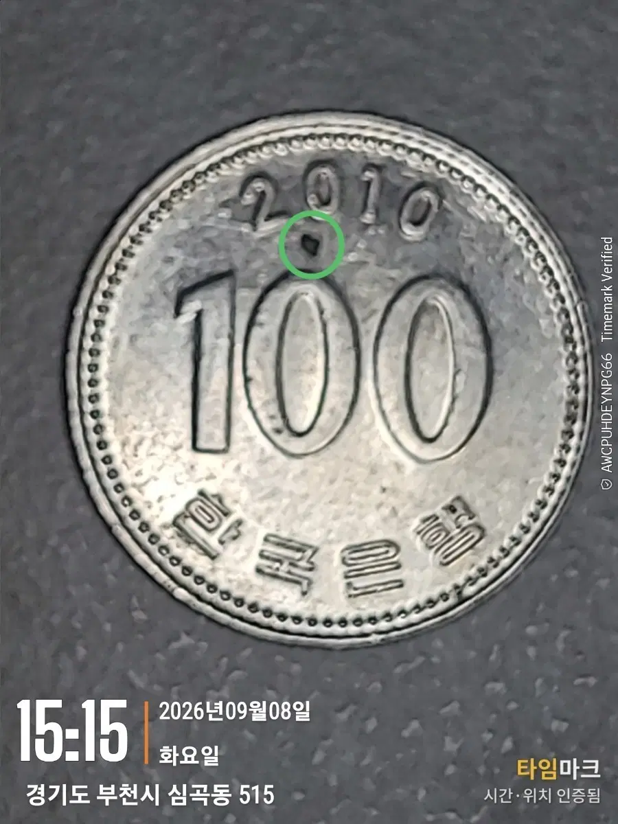 2010년 100원 동전 압인에러
