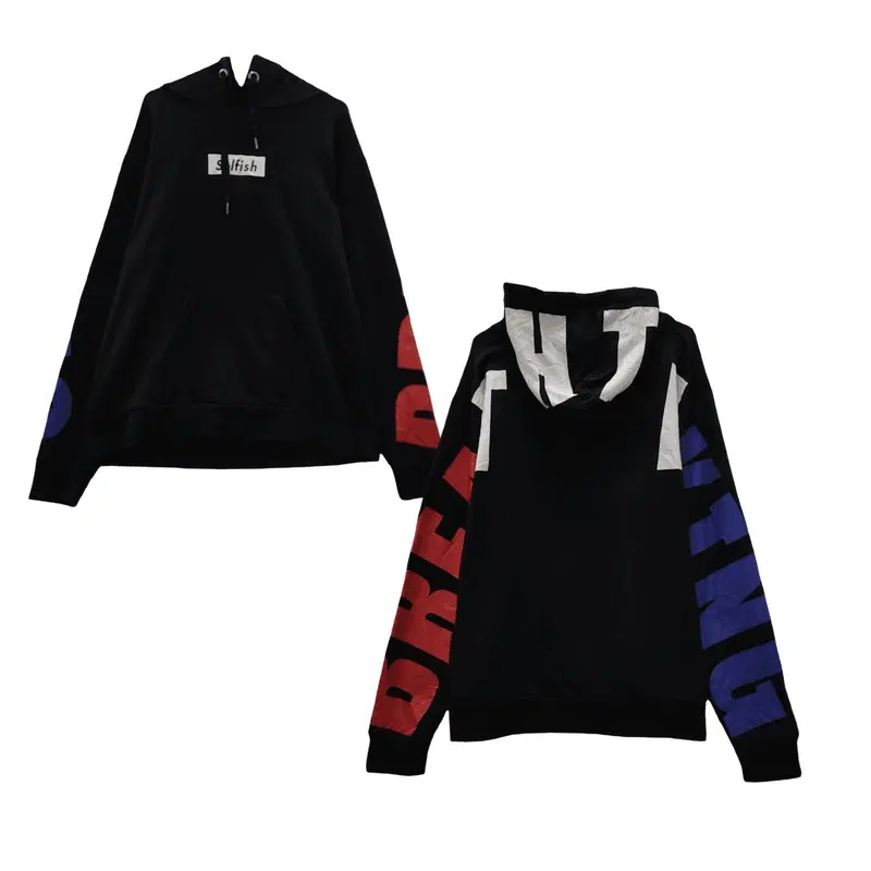 SELFISH Y2K 캐주얼 스트릿 블랙 후드티 L
