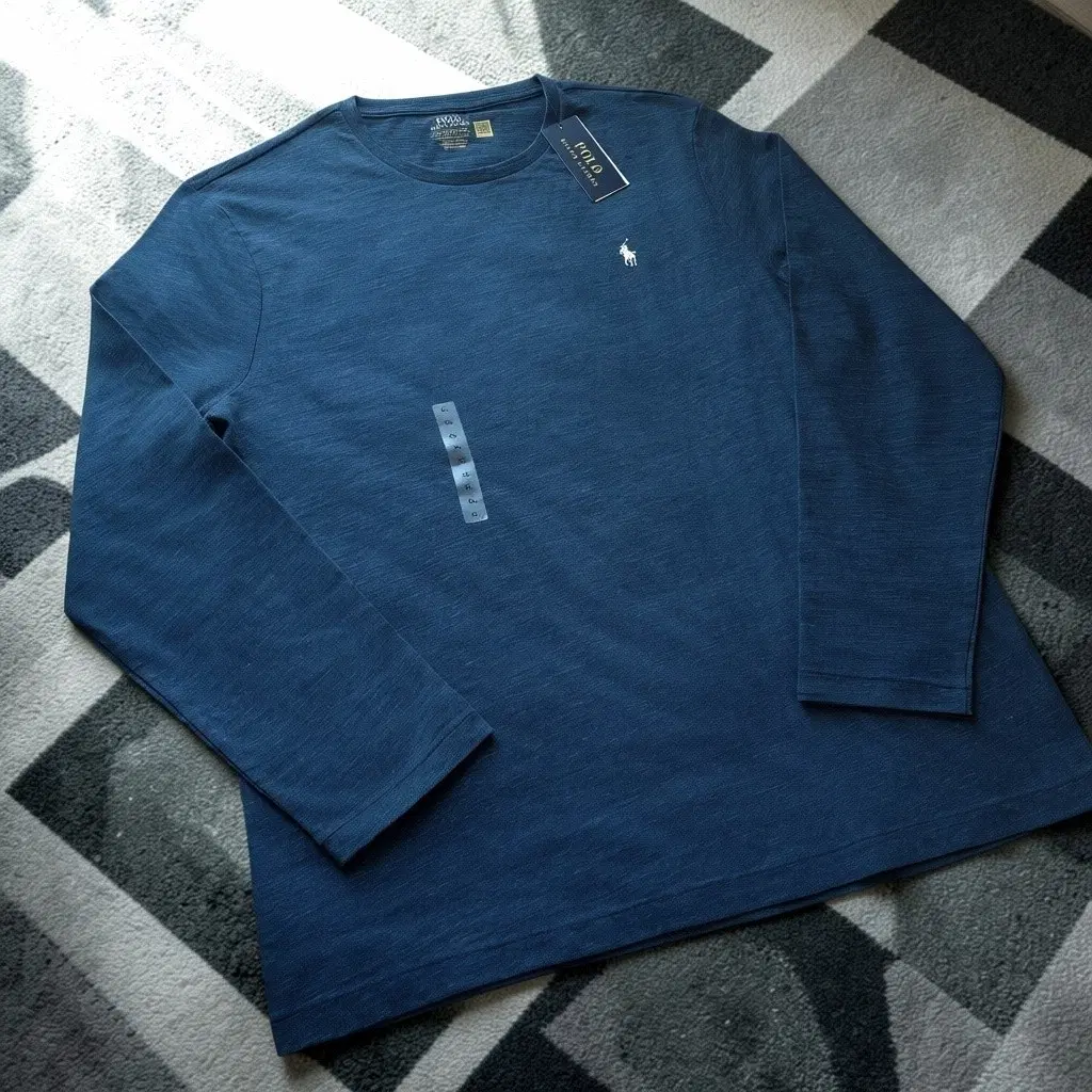 New XL Polo Ralph Lauren Long Sleeve Crewneck Round T-shirt Navy Blue
