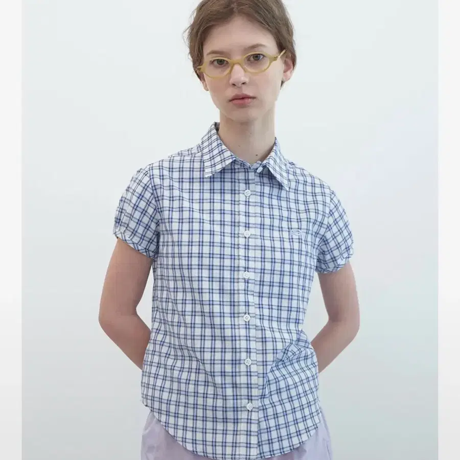 엔조블루스 체크 하프 슬리브 셔츠