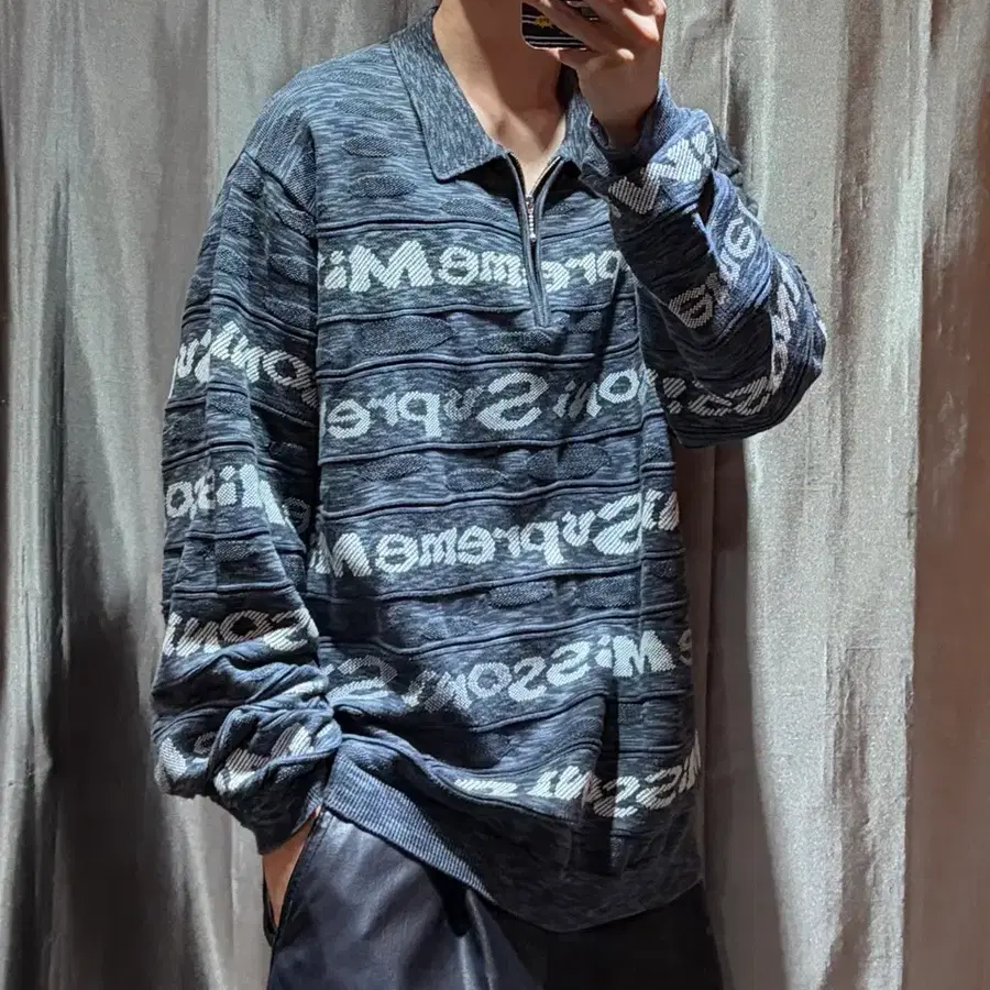 XL SUPREME 슈프림 x 미쏘니 21FW 집 롱슬리브 폴로 블랙