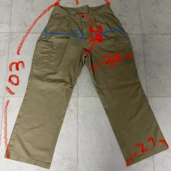 디키즈 베이지 와이드 카고팬츠