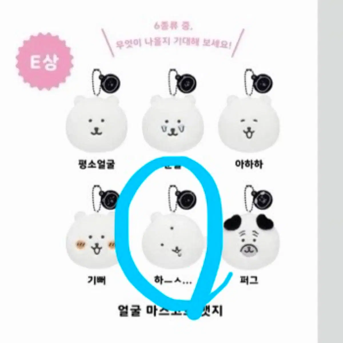 농담곰 나가노 쿠지 e상 얼굴 마스코트 키링 삐뚤곰