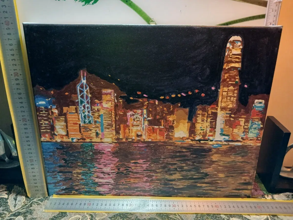 홍콩 야경 유화 그림