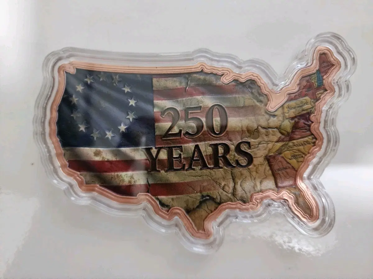 250주년 기념 미국 성조기 지도 메달 구리바 10oz