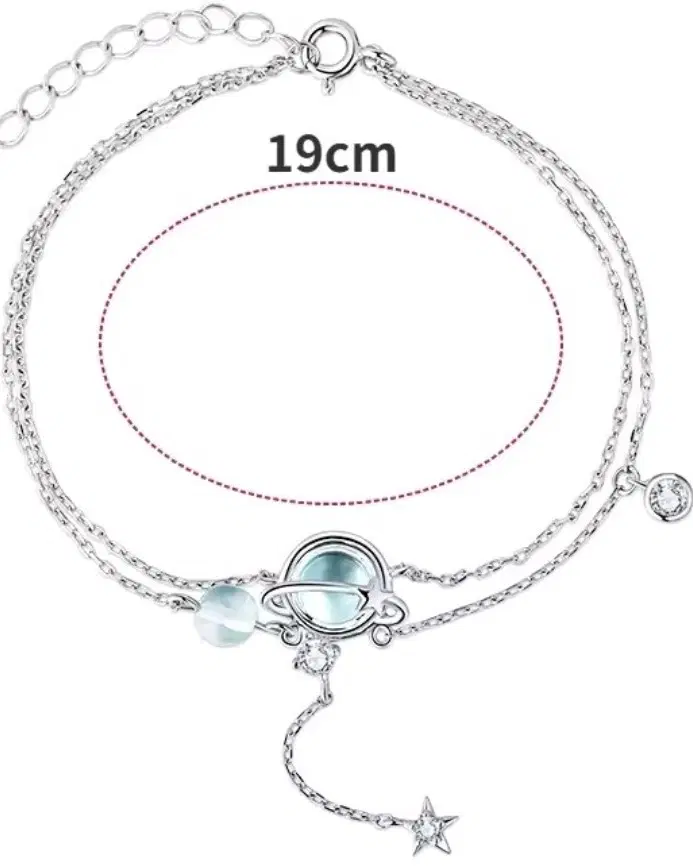 925 행성 디자인 은색 체인 팔찌 19cm