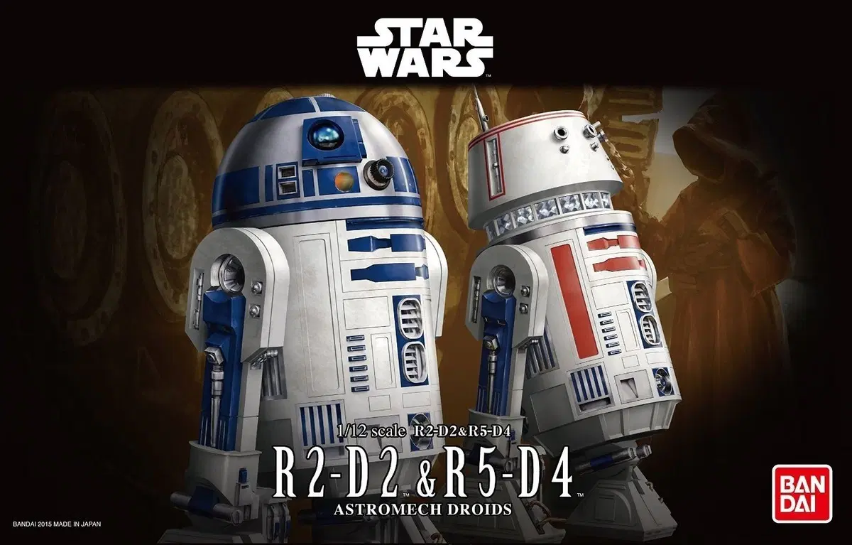 (미개봉) 반다이 스타워즈 R2-D2 & R5-D4 1/12 프라모델