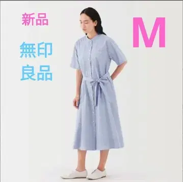 무인양품 냉감 반팔 원피스 M 색스 블루