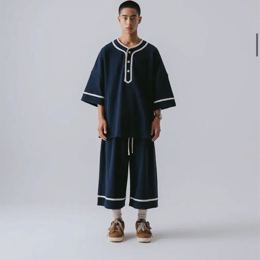 앵글런 베이스볼 하프 팬츠 - 네이비