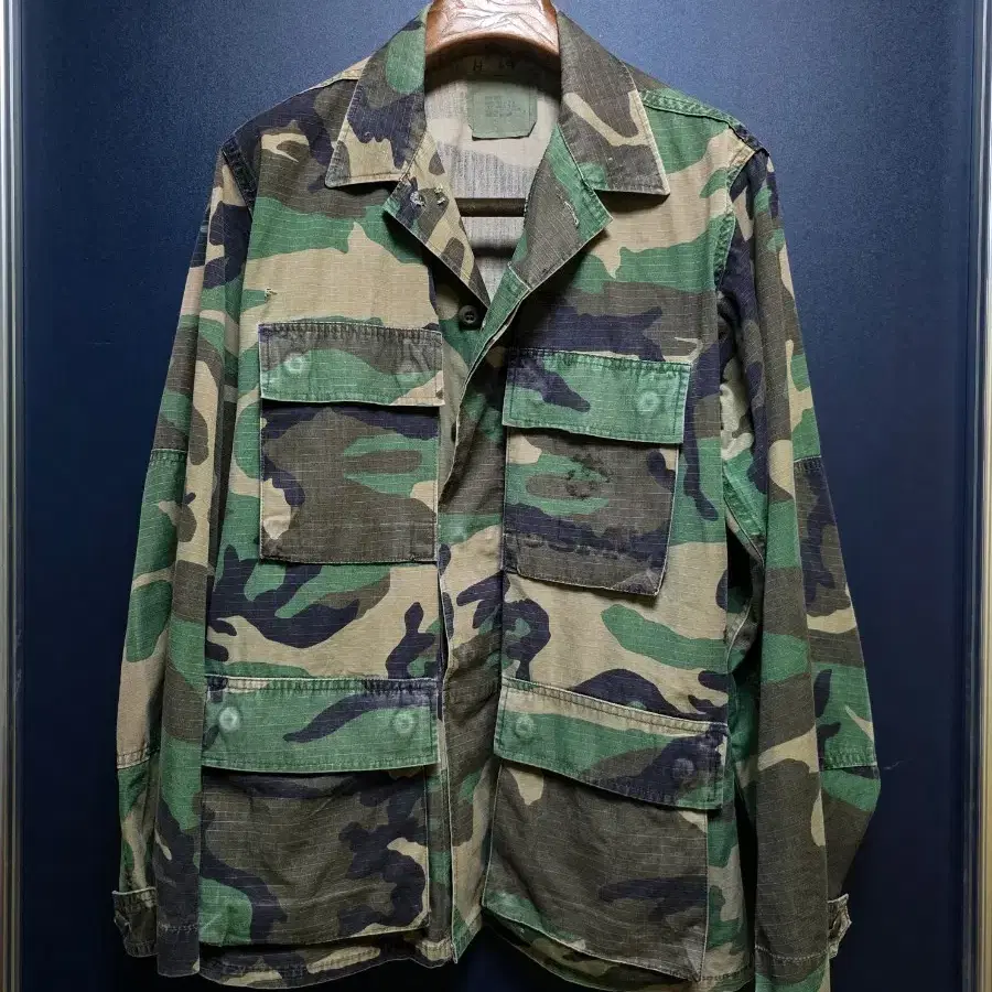 오리지널 90s USMC 미해병 우드랜드 BDU 립스탑 자켓 스몰숏