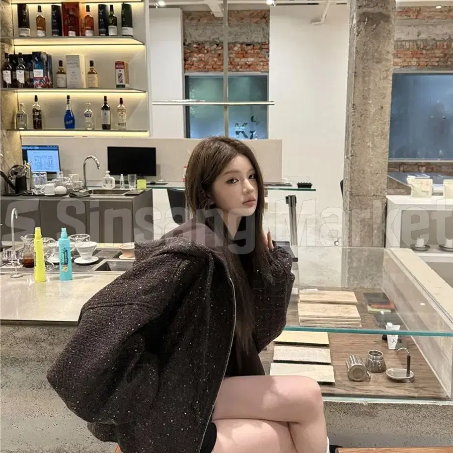 [빠른발송] 트위드 후드집업 자켓