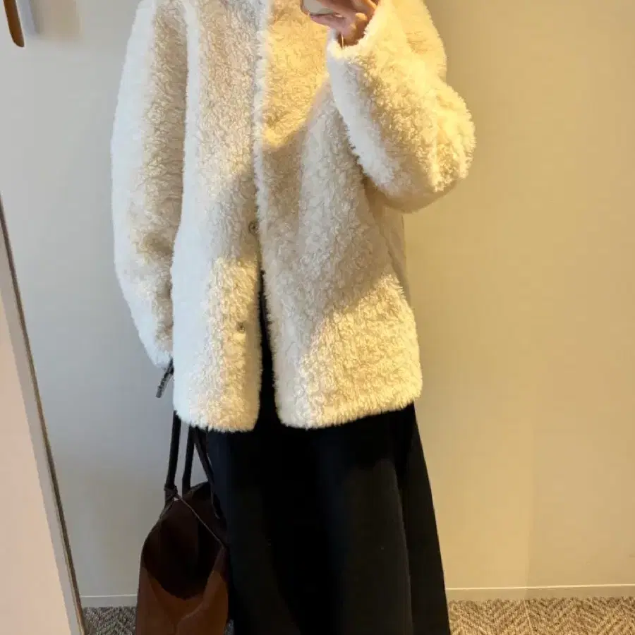 뽀글이 양털 코트 아이보리