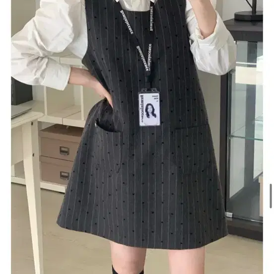 레미니센스 하트 포켓 미니원피스 블랙