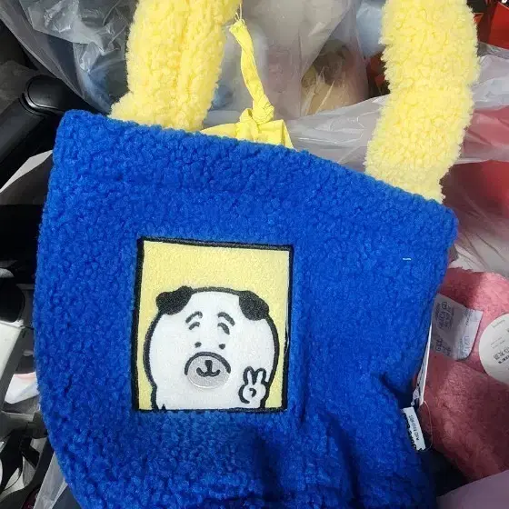 정품 담곰이 복실이 파우치 블루/옐로우