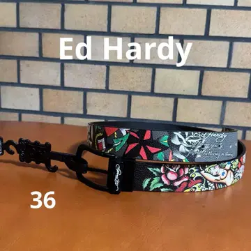 Ed Hardy 에드 하디 벨트 스컬 로즈 올 패턴 36 미국 구매 새상품
