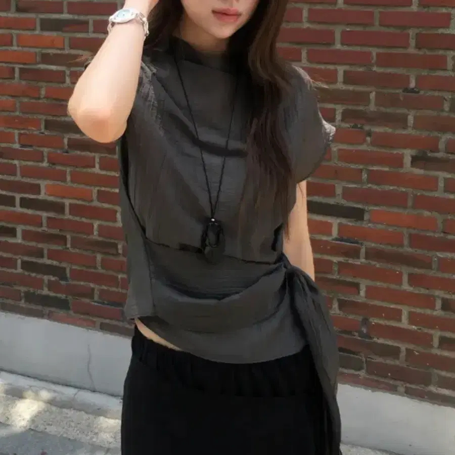 노비야카 [랩블라우스/하객룩] Moss wrap blouse