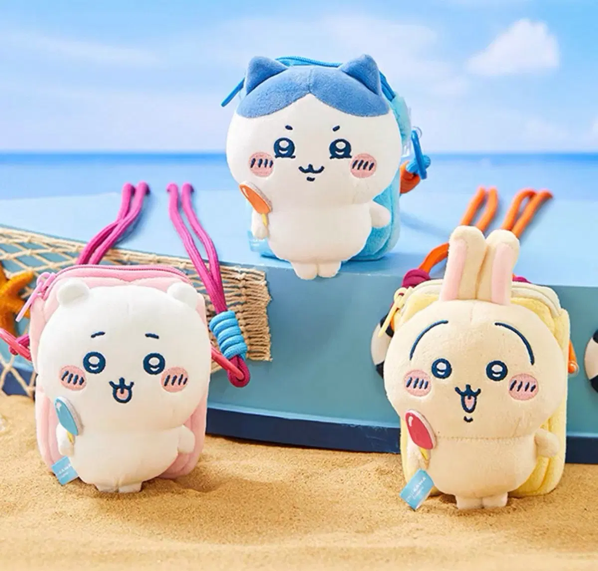 치이카와 여름 가방 누이 인형 키링 파우치 우사기 하치와레