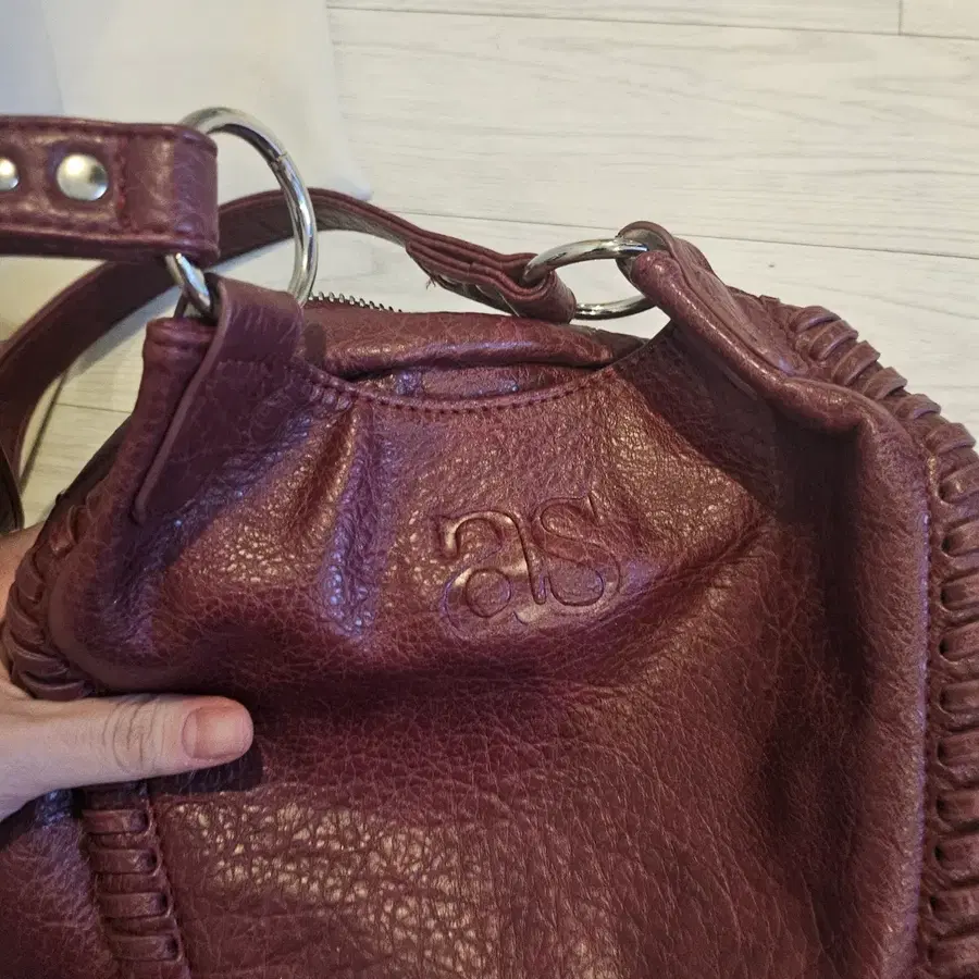 애즈온 보니타 미니백 버건디 블랙