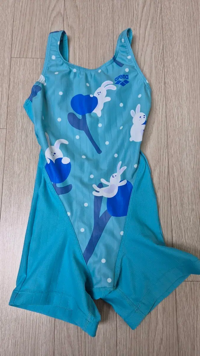 아레나 아동 수영복 60 반신 블루 토끼 패턴