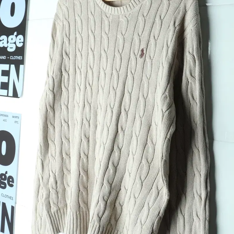 (XL-2XL) 폴로 랄프로렌 니트 베이지 꽈배기 케이블-H38771
