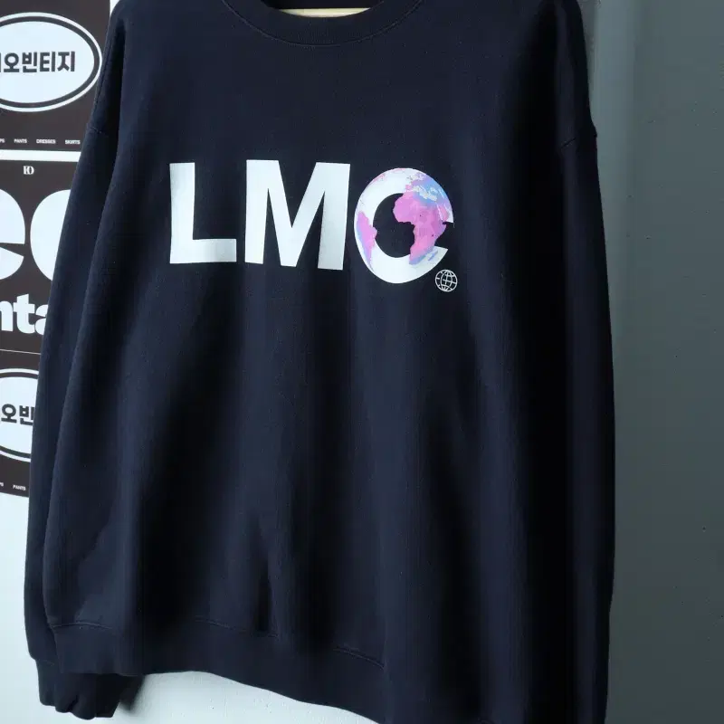 (L-XL) 엘엠씨 맨투맨 티셔츠 빅로고 네이비 기모 스트릿-H38778
