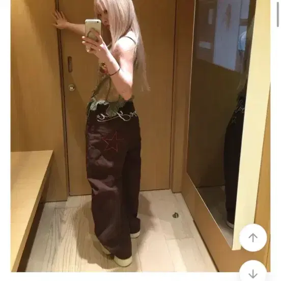 에이블리 레터링 와이드 팬츠