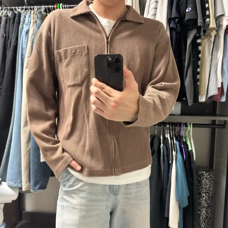 니트 집업 브라운 L