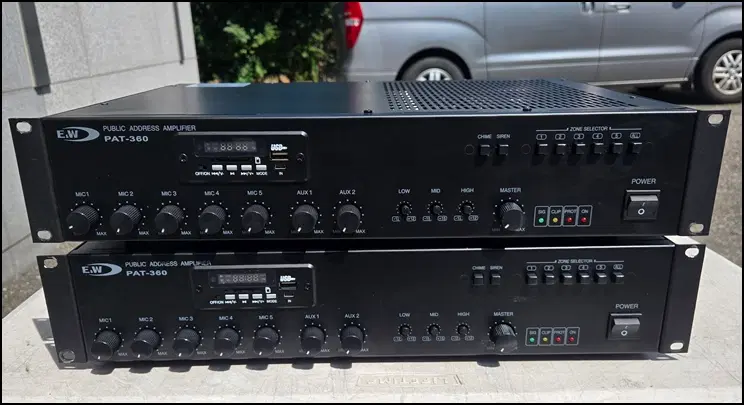[중고] E&W PAT-360 360W PA 방송용 앰프 (5존 셀렉터 & USB/FM/블루투스 지원)