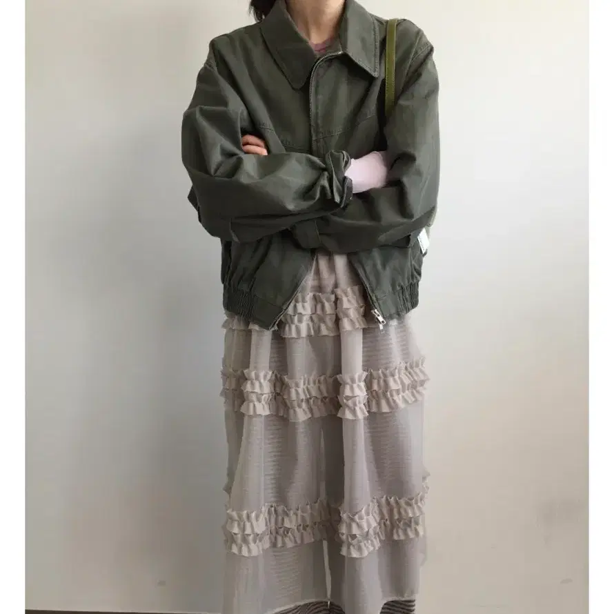 더기 코티지 워시드 블루종 카키