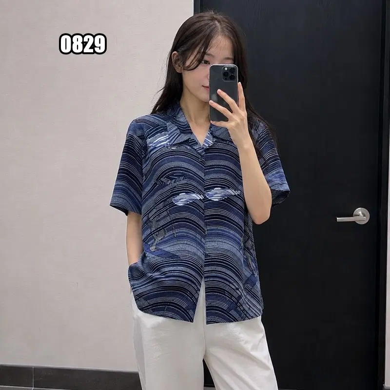 L T&C Surf Designs(타운앤컨트리) 빈티지 물결 패턴 반소매 셔츠