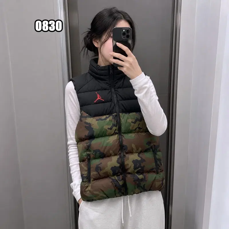 M 나이키 조던 점프맨 카모 블랙 패딩 조끼 베스트