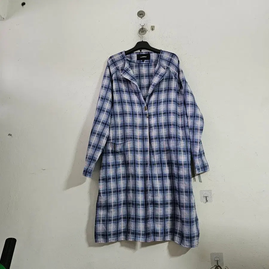 린넨체크 남방 롱 셔츠