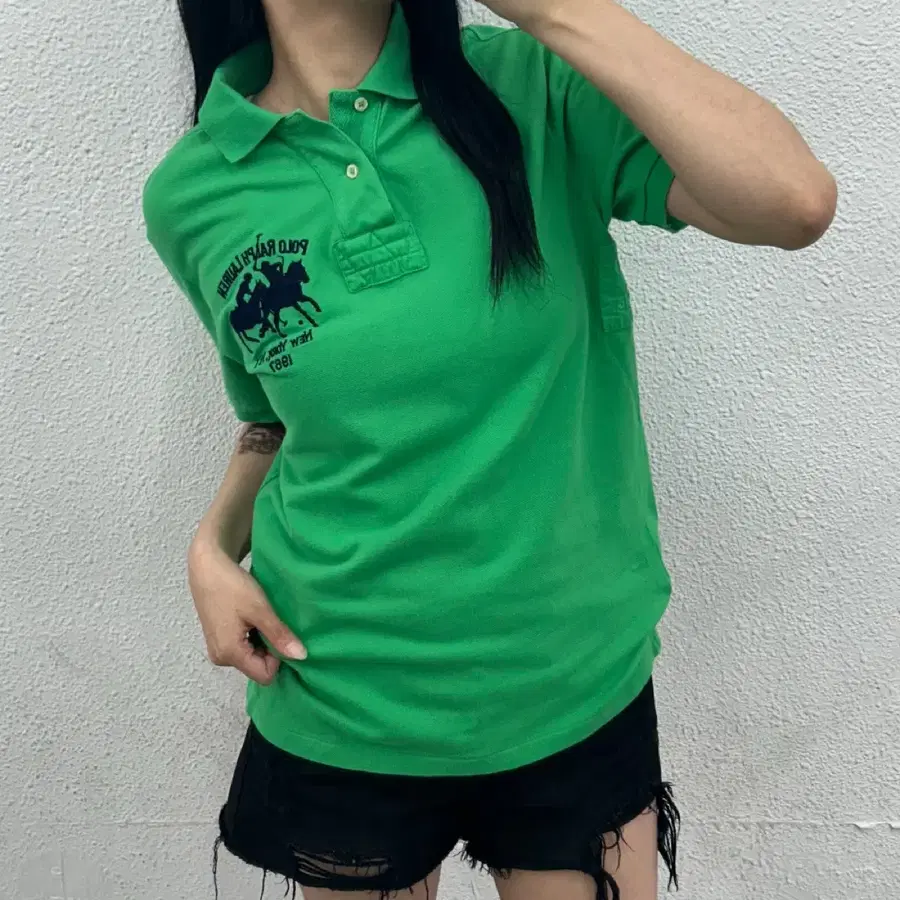 폴로 랄프로렌 네이비 더블빅포니 그린 pk반팔 S