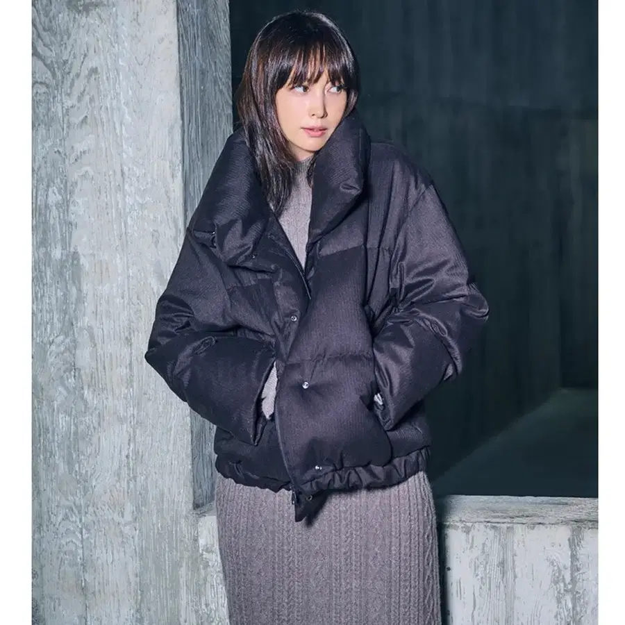 24FW G STUDIO 헝가리구스 헤링본 푸퍼 숏다운